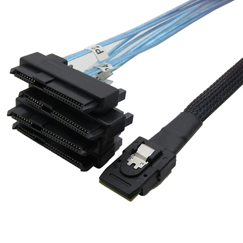 

Mini SAS SFF-8087 Cable W/ SATA Power Cable To 4 x SFF-8482 cable Connectors 0.5M High Quality