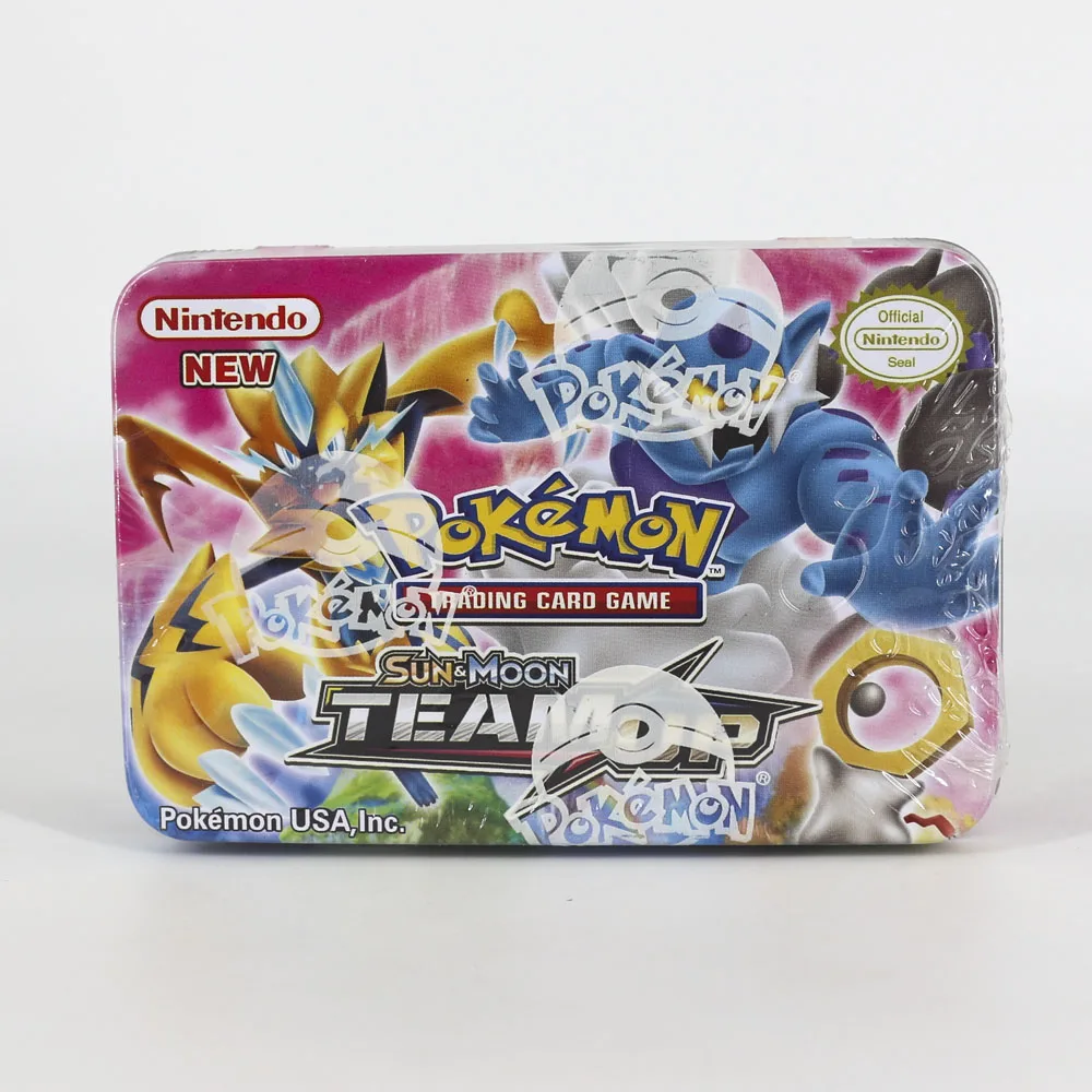 Takara Tomy TCG Pokemon Card MEGA triter Energy SUN MOON TEAM UP Коллекционная доска 42 шт. флэш-карты металлическая коробка для детей