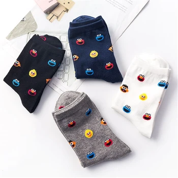 

2020 Cartoon Cartoon expression printing socks personality funny novelty cute compression breathable cotton white women medias
