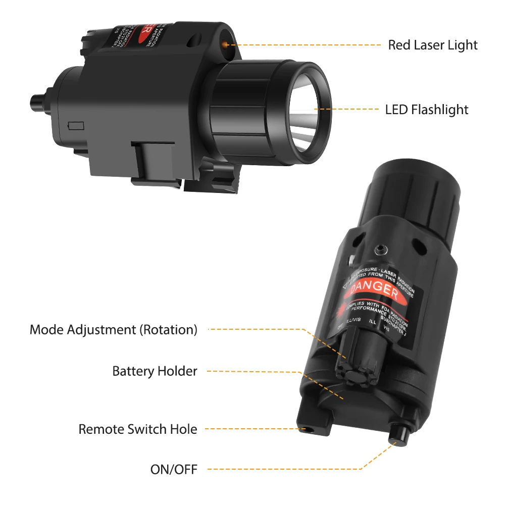 Lanterna com Interruptor Arma Tática Militar Visão Laser Vermelho 3 Modos Airsoft Remoto Caça Acessório Luz Led 4 Luzes de armas