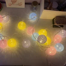 Cotton Ball Small Lantern String Ball Lights Small Colored Balls Christmas Tree Decoration Birthday Party Christmas Kids Bedroom
