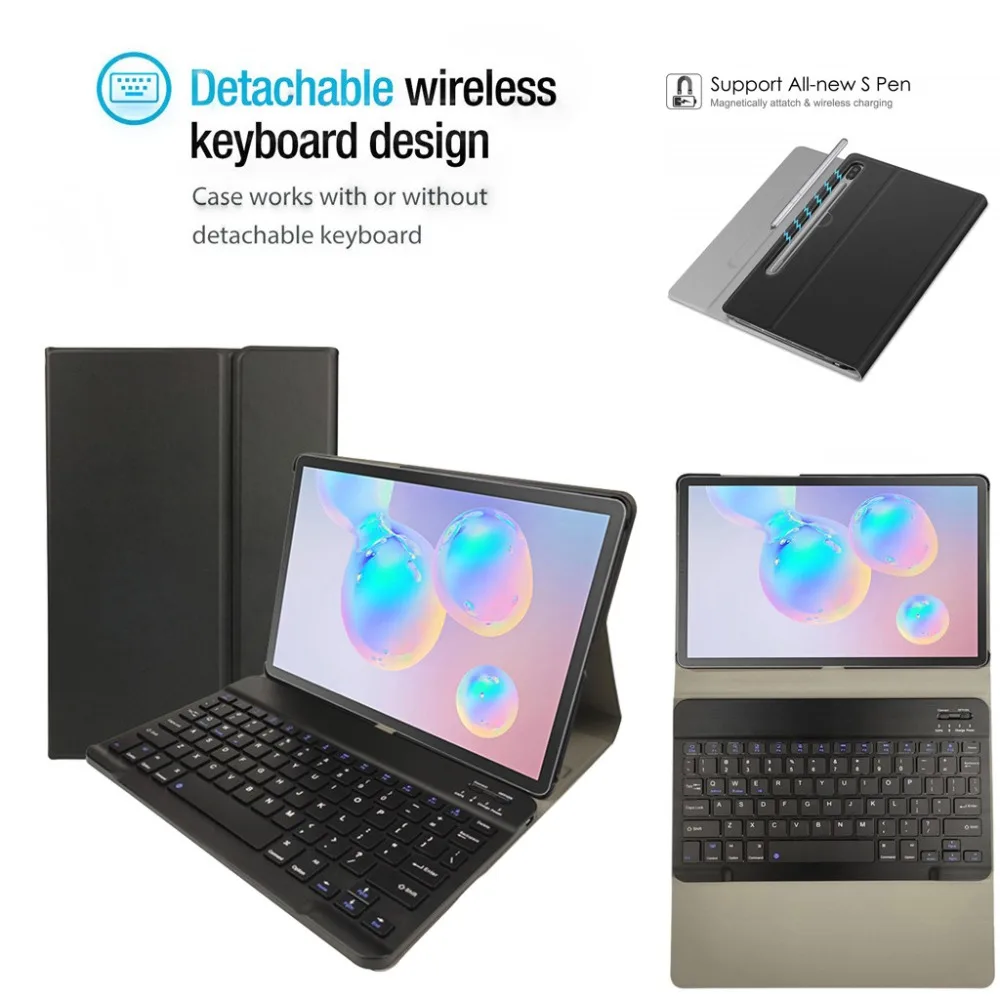 Для samsung Galaxy Tab S6 10,5 дюймов SM T860/T865 чехол с клавиатурой Bluetooth Тонкий чехол с подставкой с подсветкой защитный чехол