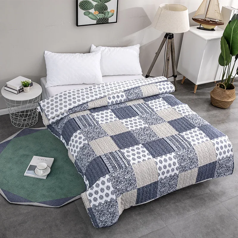 

Geometric Patchwork Quilted Bedspread Summer Quilt Comforter Blanket Home Carpet Plaid Sofa Bed Cover (NO Pillowcases) 150*200cm