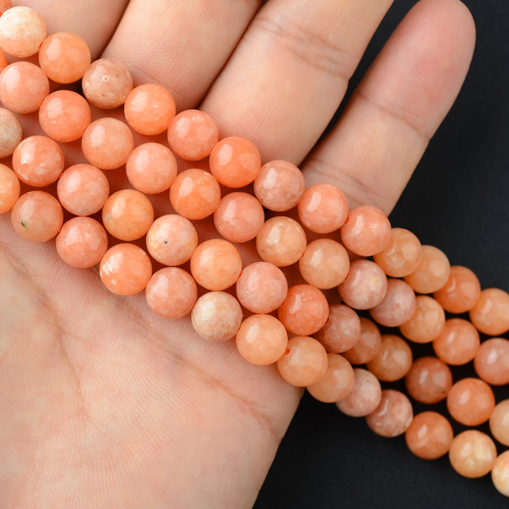 High Quality Natural Genuine South Africa Orange Pink Calcite Round Jewellery Loose Ball Beads 6mm 8mm 10mm 15