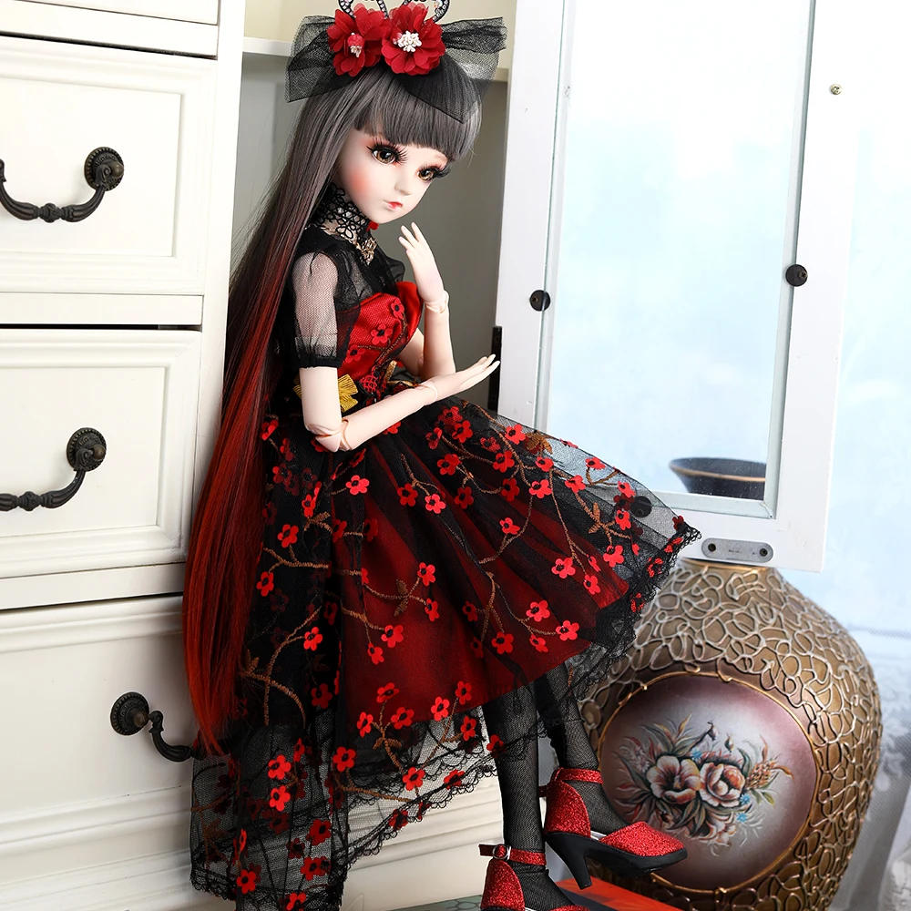 Ucanaan 1/3 bjd人形60センチメートル18球体関節人形衣装宮殿マキシドレスかつら靴メイクのおもちゃギフト女の子のためのコレクション