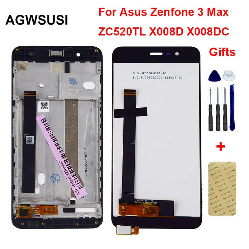 Per Asus Zenfone 3 Max Zc520Tl X008D Display Lcd Monitor Screen Panel + Touch Screen Digitizer Sensor Panel Glass Assembly Frame