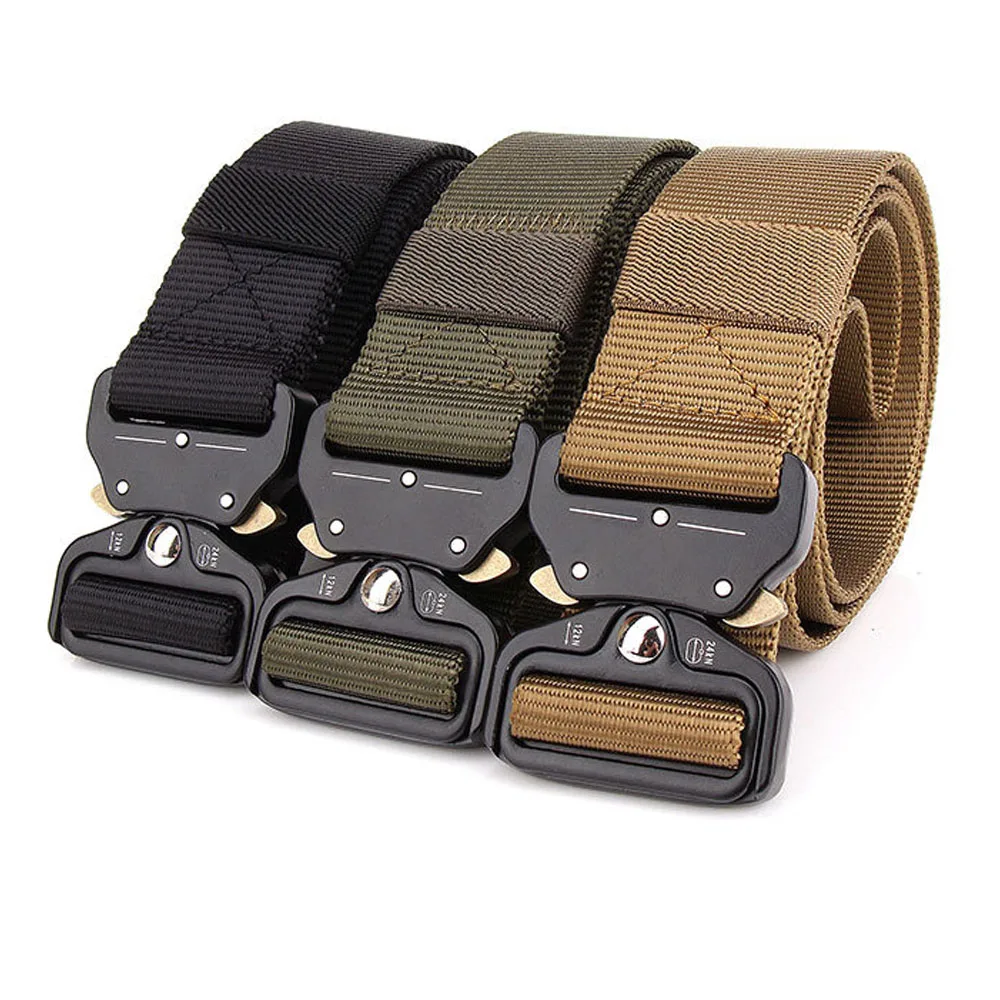 

Mens Hunting Accessories Tactical Belt Military Army Waist Belt Nylon Heavy Duty Cinturon Tactico Metal Automatic Buckle
