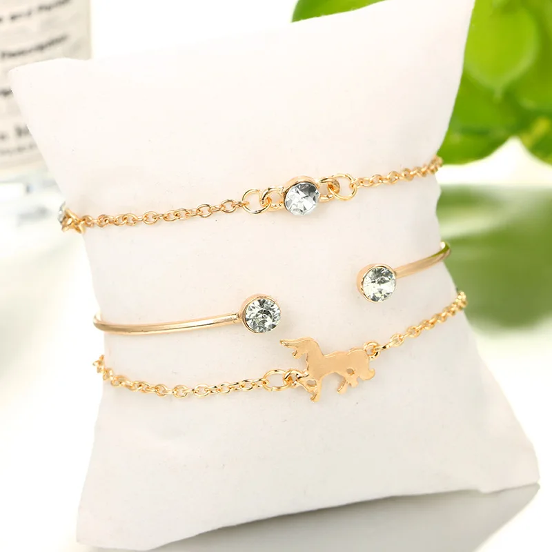 Набор женских браслетов амулет в виде единорога стразы свадебные украшения |