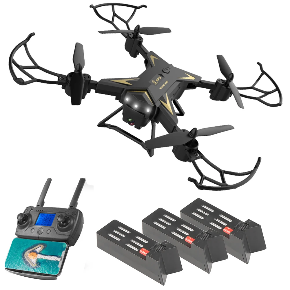 Black 3 Battery KY601G ABS Wi-Fi пульт дистанционного управления usb зарядка двойной gps 4 канала фотографии Дрон вид с воздуха FPV складной 4K HD Интеллектуальный - Цвет: Black 3 Battery