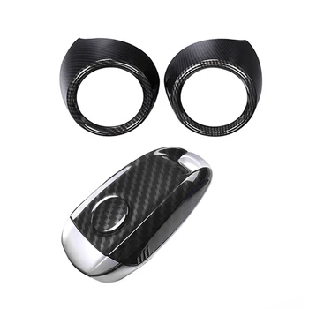 

1pcs Carbon Fiber Style ABS Plastic Key Shell Cover Trim & 2pcs Abs Plastic Front Side Air Conditioning Cover Frame Trim For Alf