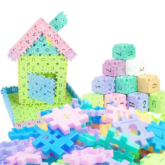 60Pcs Kids Building Blocks Kit for Kids Interlocking Building Blocks Construction Toys Plastic Blocks DIY Model City Kids Toy 5