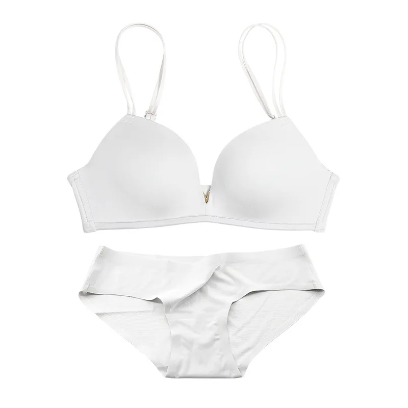 Сексуальный B Cup комплект нижнего белья глянцевый чистый бюстгальтер для женщин нижнее белье милый лук собрать без стального кольца бюстгальтер набор - Цвет: Color  6