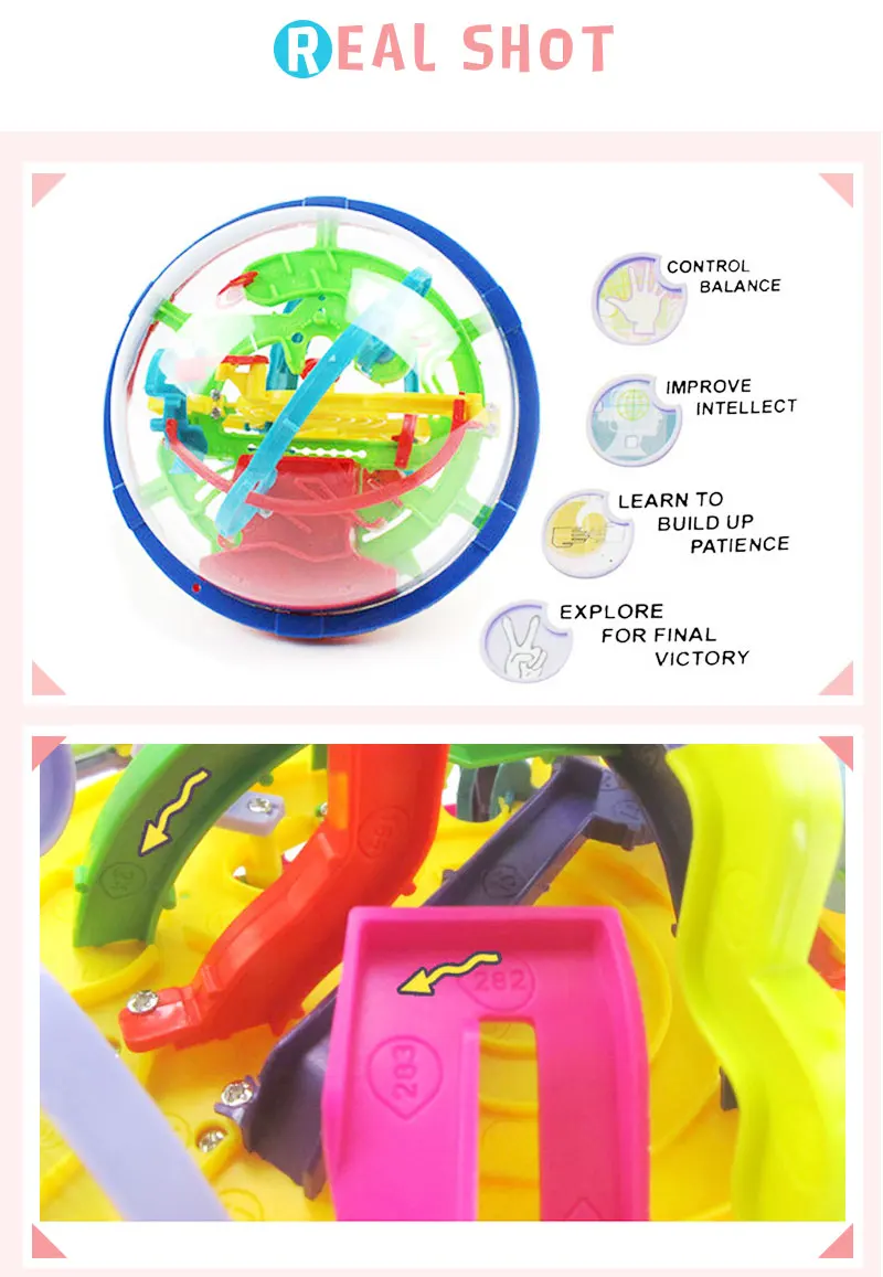 Bola de Quebra-cabeça de Labirinto Infantil de Labirinto Brinquedo de Equilíbrio Lógica para Presentes para Crianças 100 a 299 Brinquedo Intelectual Capacidade Níveis 3d 3 Bola de quebra-cabeça de labirinto 3d, brinquedo