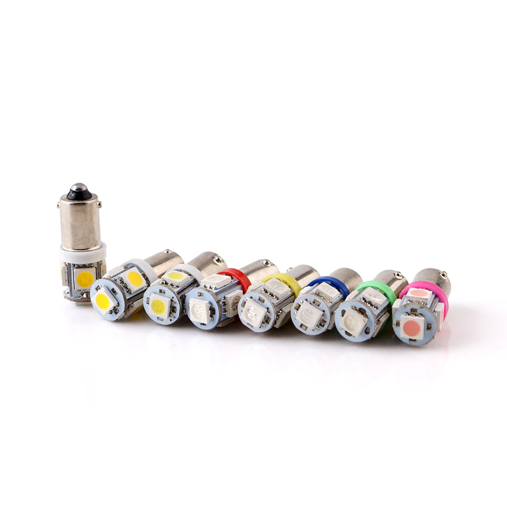 100 шт. BA9S W6W 5050 5 SMD 60lm потолочные светильник башня автомобиль Габаритные фары светодиодный лампы Автоматическая лампа для чтения 12V Клин маркер светильник