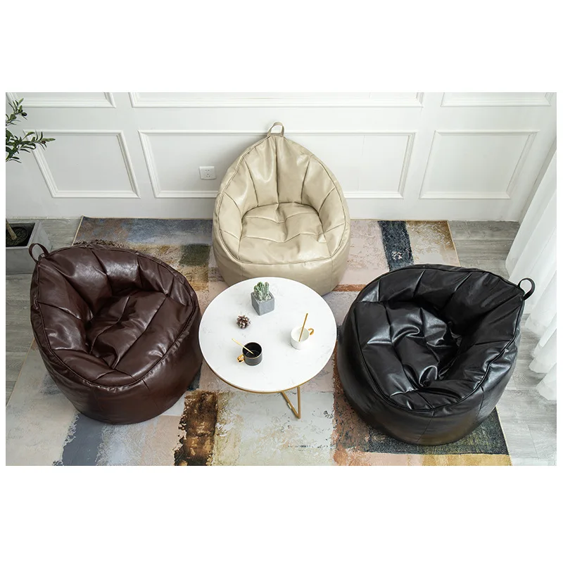 PU Leather Bean Bag Sofa Cover Lazy European Sofa Single Chair Seat Living Room Corner Lazy Balcony Tatami Pouf