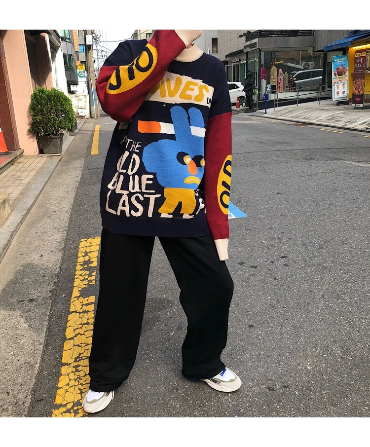Novelty Funny Sweater Sweet Lady New Streetwear Sweaters Cute O-neck Pullovers Warm Winter Tops