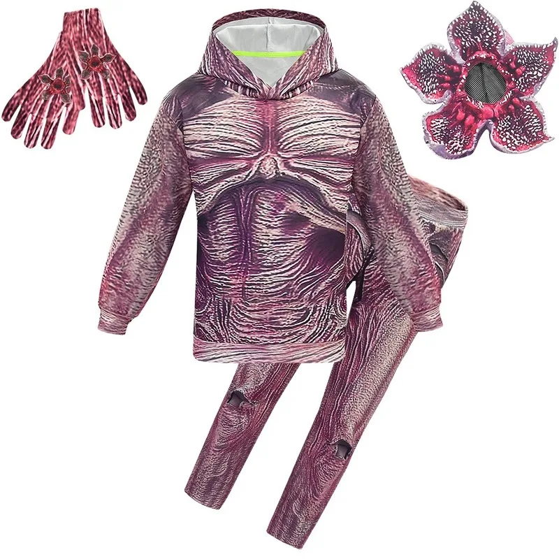 

Stranger Things Kids Deluxe Mask Demogorgon Costume Halloween Hoodie pant cosplay clothes set boys sportsuits outfits outerwear