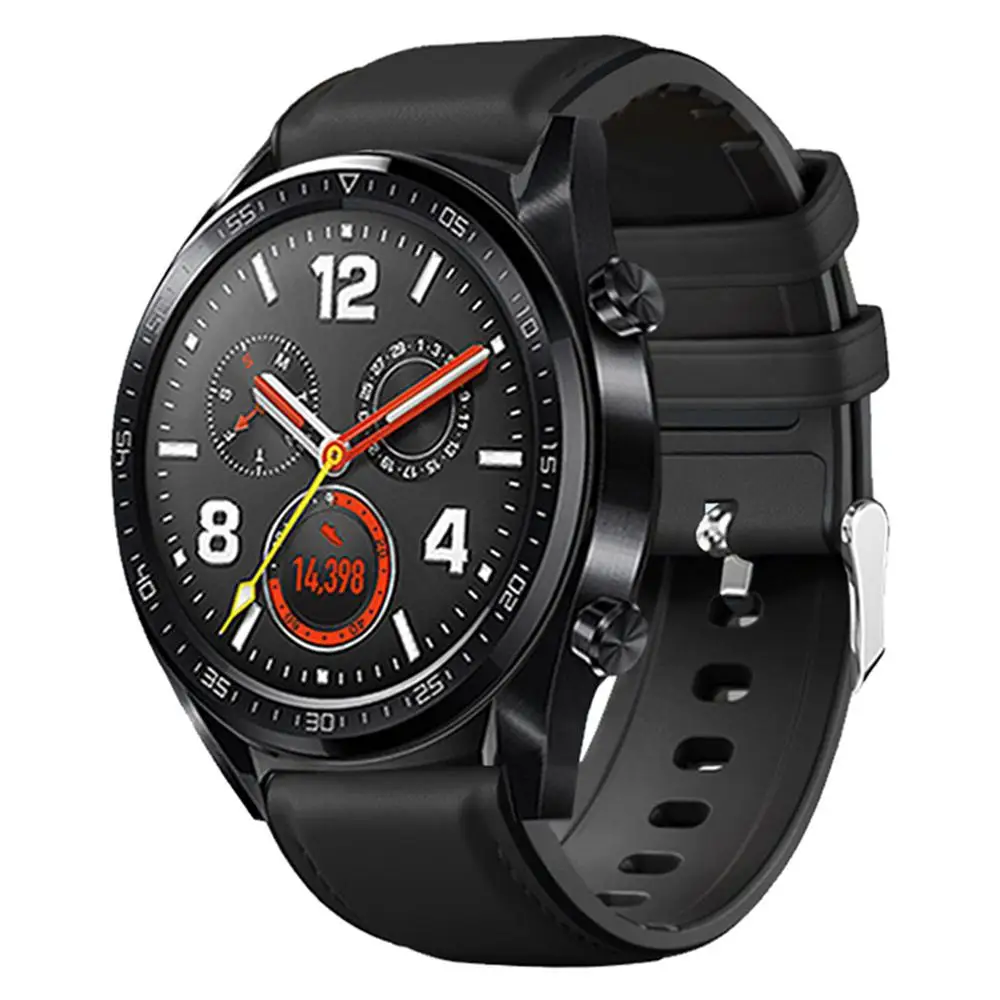 SOONHUA кожаный силиконовый ремешок для наручных часов Ремешок Для huawei Watch GT/2Pro аксессуары для часов - Color: Black