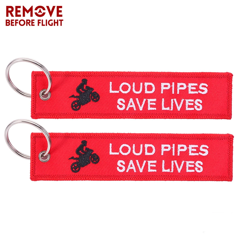 20 PCS Wholesale Loud Pipes Save Lives Key Chains for Cars Red Embroidery Key Ring Chain for Men Gifts Fashion Keychain Jewelry