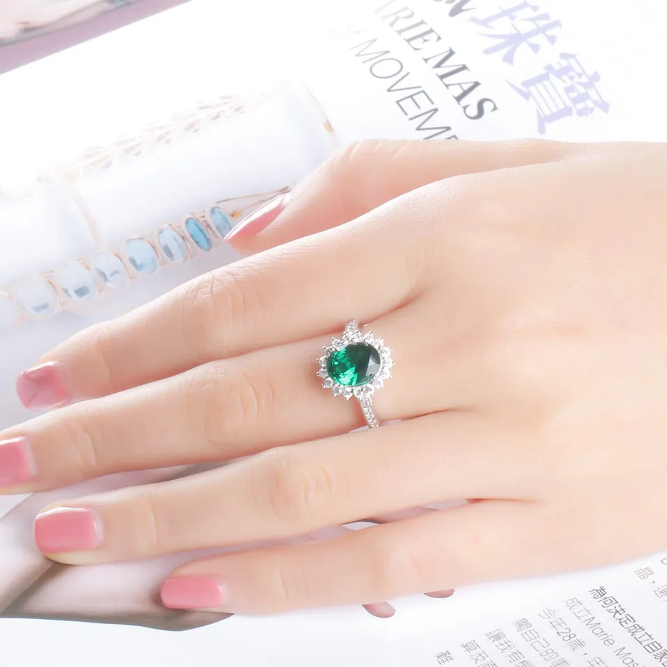 UMCHO Green создан нано изумруд Настоящее 925 пробы Серебряное Винтажное кольцо с камнем для женщин Серебряное обручальное Брендовое ювелирное изделие