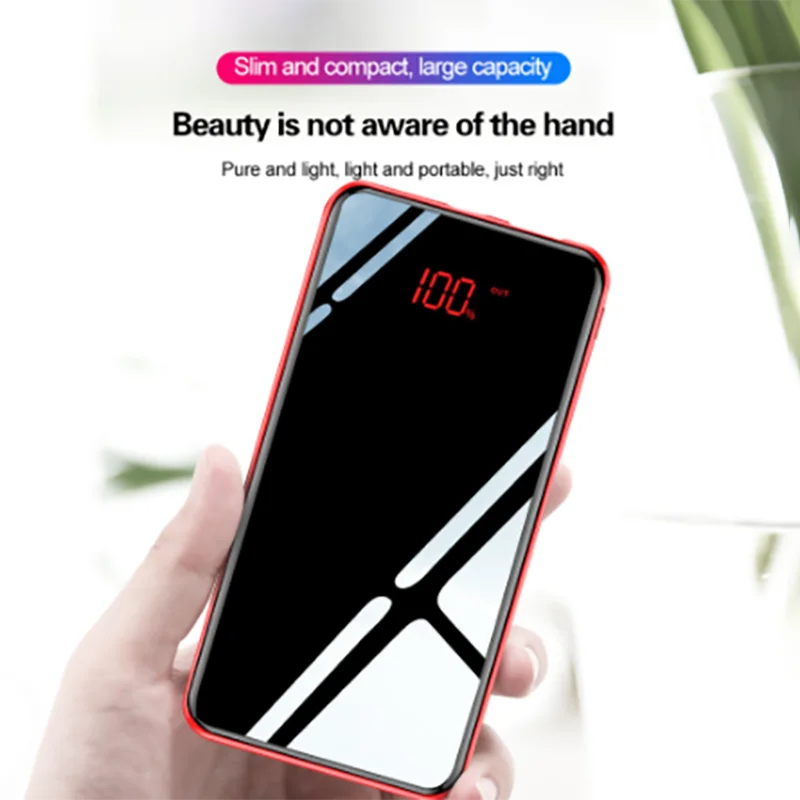10000mAh Powerbank For Xiaomi Portable Charger Battery-Bank Mirror Mobile-Phones 10000 Mah Micro Usb Type C External Battery