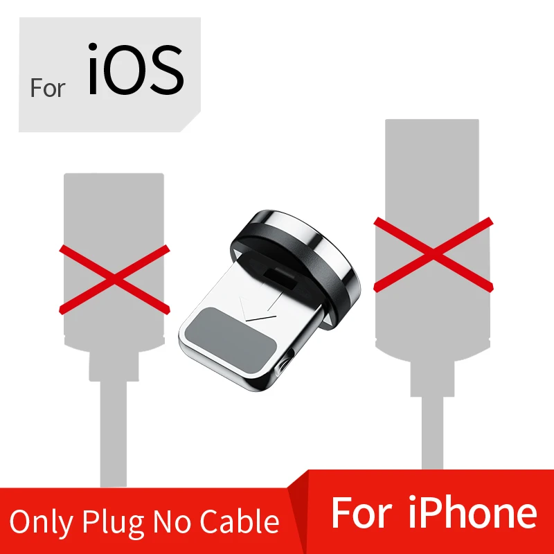 2 м Магнитный кабель Micro usb type C кабель для iPhone 11 7 samsung s9 Быстрая зарядка магнитное зарядное устройство USB Кабели Шнур для мобильного телефона - Цвет: Only for iPhone Plug