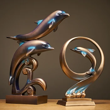 

Ceramic dolphin statue home decoration accessories craft room decoration living room wedding decoration ceramic animal statue