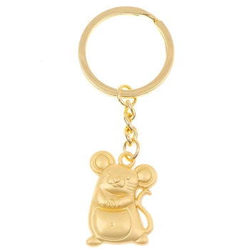 

1PC 2020 Year Of Rat Mouse Keychain Silver Alloy Car Keyfob Pendant Toy