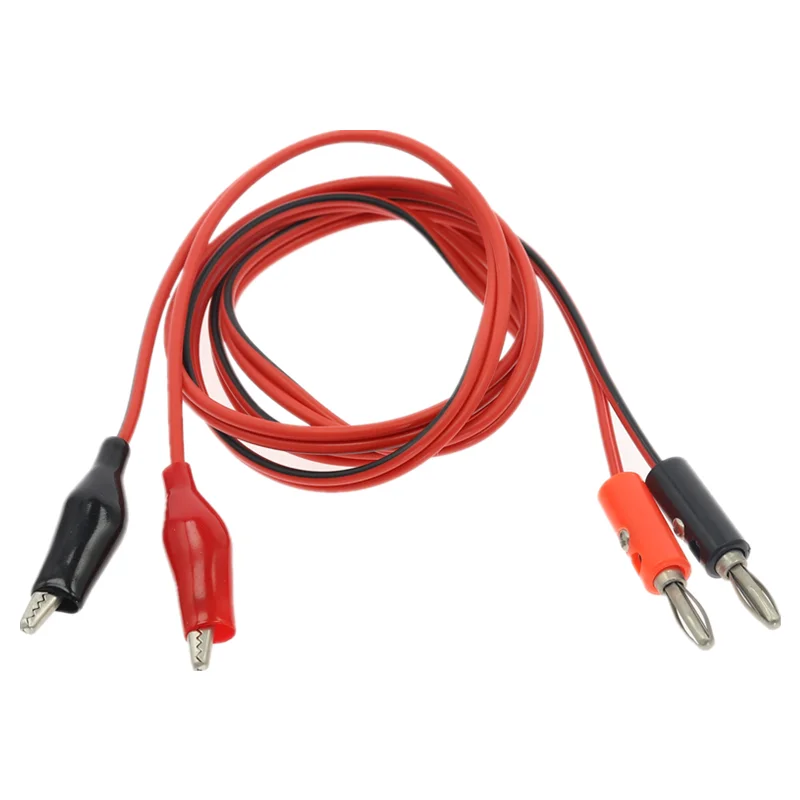 Dual Banana Plug-Alligator Clip Probe Test Silicone Lead Multimeter Cable Length 1 M