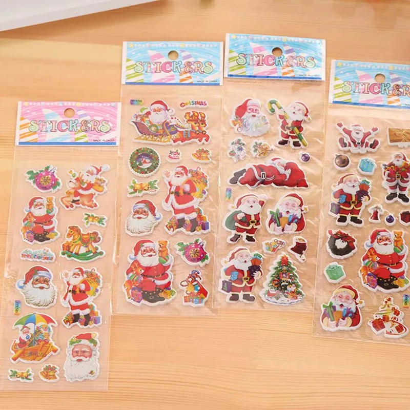 Милые объемные Пузырьковые наклейки Мультяшные Санта Клауса упаковка игрушек