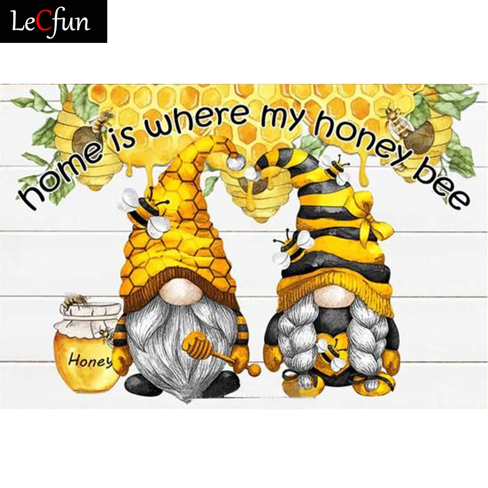 LeCfun Gnome Honey Bee Diamond Painting Kit Full Round Square Drill Rhinestone Cross Stitch Embroidery Art Home Wall Decor Gift | Дом и сад