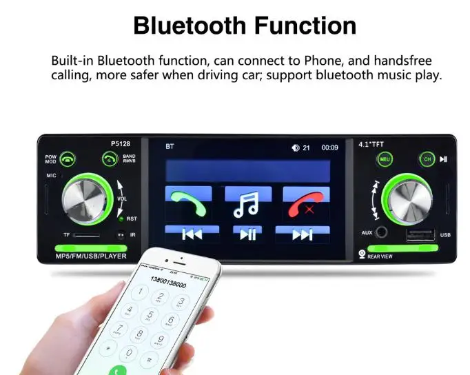 5 шт. 4,1 дюйма 1 Din HD Bluetooth автомобильный стерео радио авто MP3 MP5 музыкальный плеер Поддержка USB FM TF AUX P5128