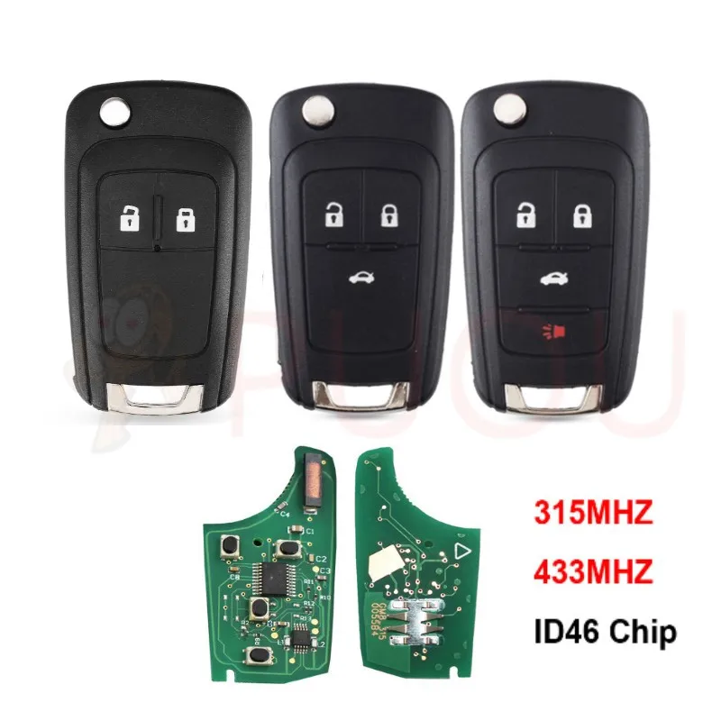 Remote Key 3 Button 315Mhz ID46 Chip for Opel Vauxhall Insignia Astra 2009-2014