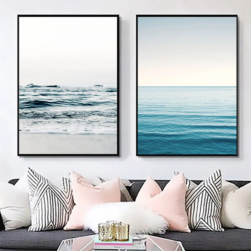 Nordic Scandinavia Colourful Ocean Wave Canvas Painting Wall Art Landscape Posters and Prints Pictures for Living Room Decor | Дом и сад