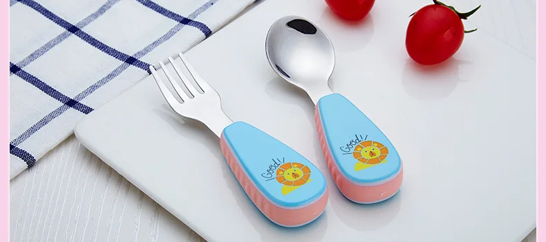 304 Stainless Steel CHILDREN'S Tableware Baby Fork Spoon Cute Cartoon Spoon Kindergarten Baby Shop Gift