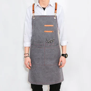 

Denim apron logo custom flower shop hairdresser apron barista tea shop restaurant bar men and women overalls