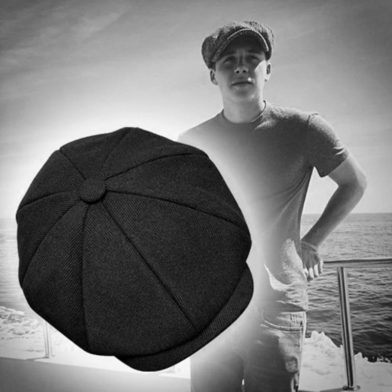 Мужская британская стильная восьмиугольная шерстяная шапка картуз Гольф вождения Осенняя Женская шерстяная плоская кепка для водителя кепка газетчика BLM69