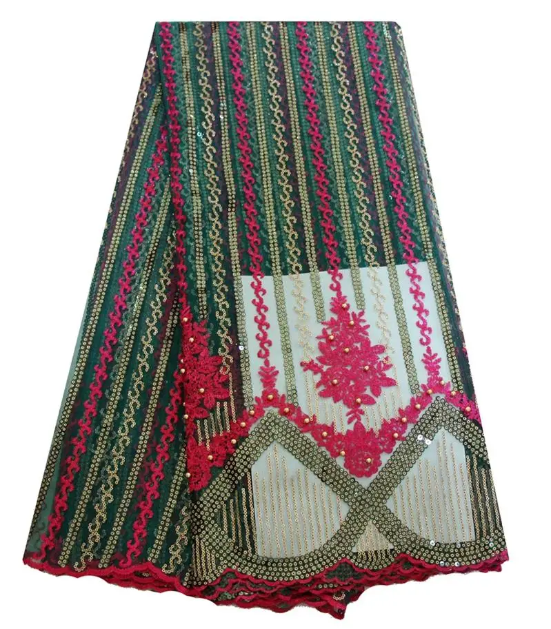 

Fushia Pink High Quality Net Lace African Embroidered Sequin Lace Fabric Nigeria Latest Products For Wedding Lace Fabric