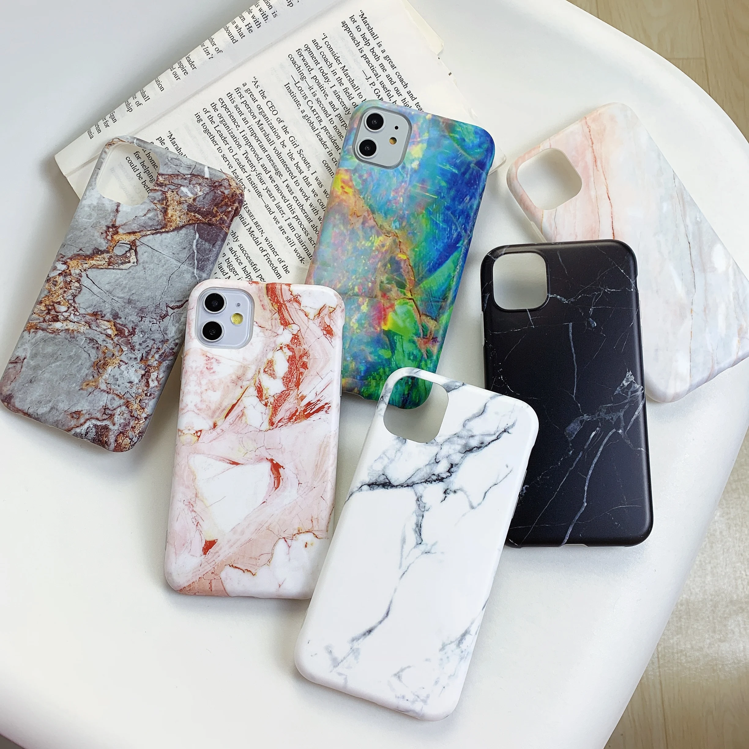 

CXD Vintage Gradual Color Marble Phone Case for IPhone 11 Pro Max XR XS Max 6 6S 7 8 Plus X Matte Soft IMD Back Cover