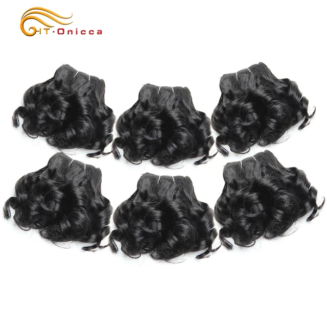 6 Pcs/Lot Curly Hair Bundles 8 Inch Ombre Brazilian Hair Weave Bundles Color 1B/2/4/30/33/99J/27 Human Hair Extension Remy #1B