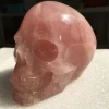 Natural Rose Quartz Crystal Hand Carved Skull Carving Reiki Healing Skulls For Decorate 2