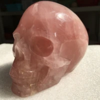 Natural Rose Quartz Crystal Hand Carved Skull Carving Reiki Healing Skulls For Decorate 2