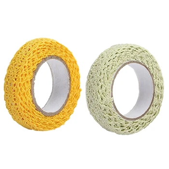 

2 Pcs Decoration Band Christmas Ribbon Lace Wedding Gift on 1.8 x 170Cm, Light Green & Yellow