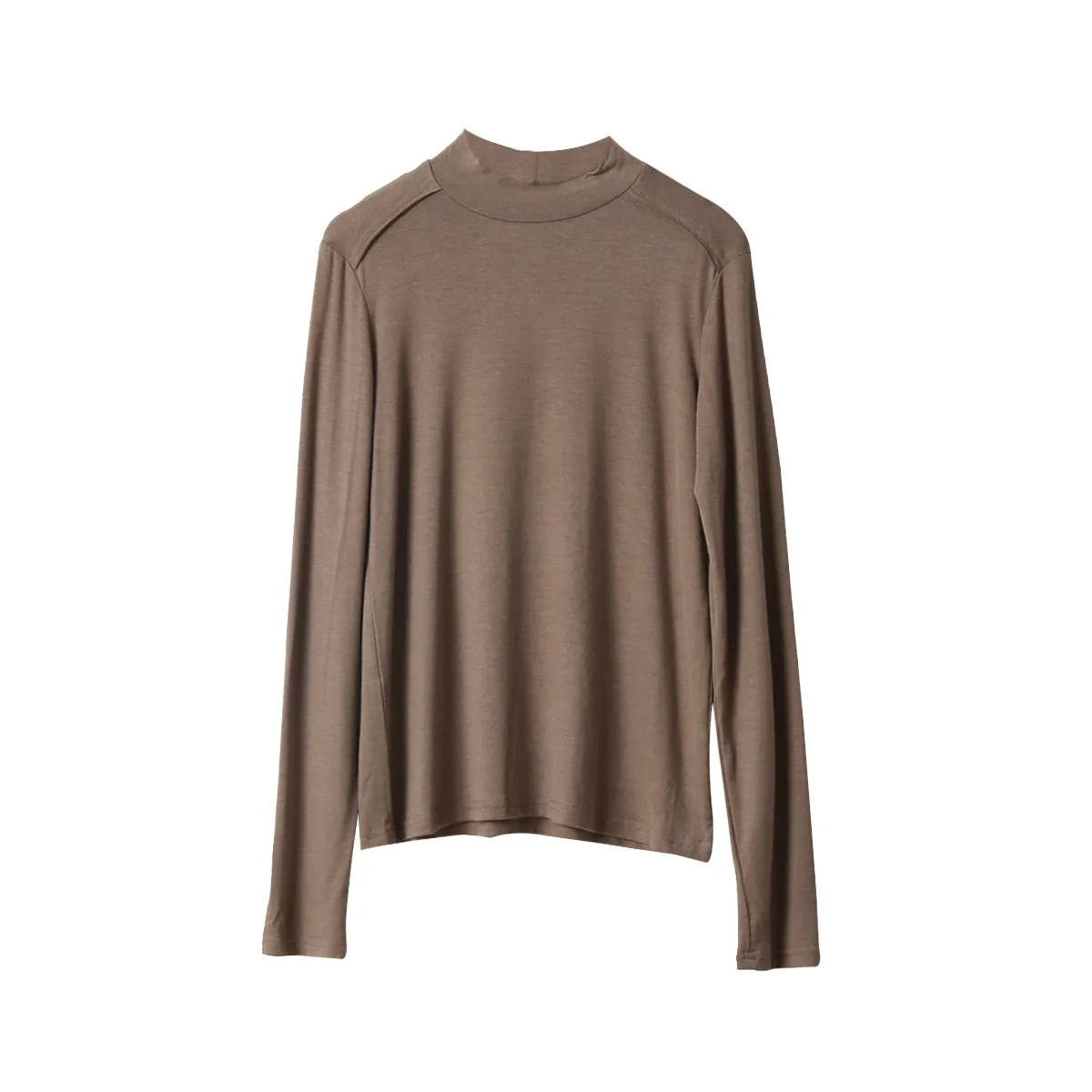 Shoulder Splicing Modal Cotton Autumn Long Sleeve Top Tee Shirts Korea Casual Tshirt Slim Fit Ladies T-shirt