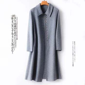 

2020 autumn and winter new wool coat women's Korean version of the fashion double-sided Nepal lapel loose ladies plus long coat