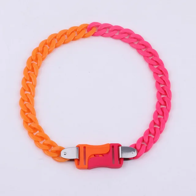 FishSheep Rock Punk Acrylic Chain Buckle Pendant Necklace For Men Women Statement Choker Collar Necklaces New Fashion Jewelry Light Yellow Color