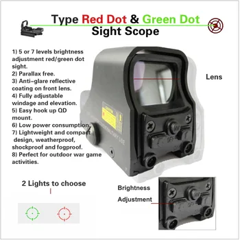 

Tactical Matte Black Spike 1X22mm 551 Holographic Reflection Red Green Dot Sight Outdoor Hunting Visor Adjustable Brightness.