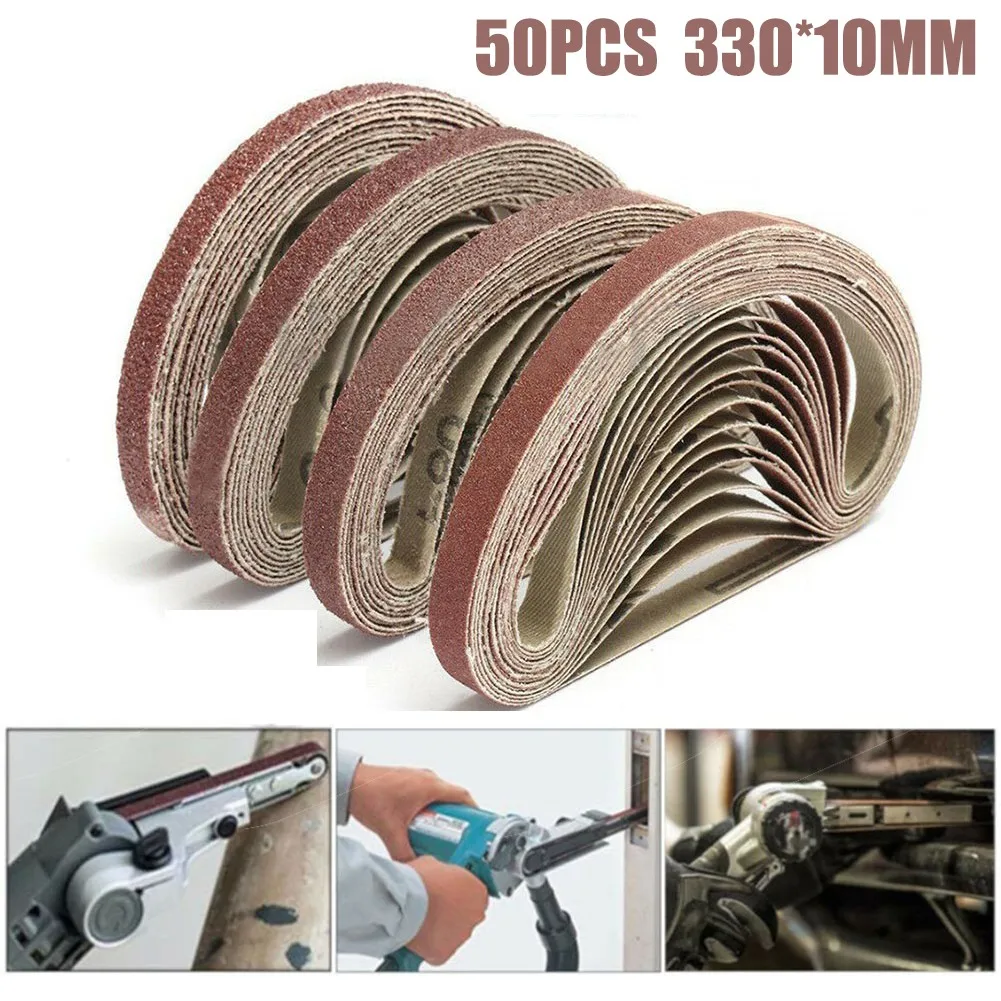 50pcs/set 330*10mm Sanding Belts Abrasive Bands For Belt Sander Wood Furniture Metal And Non-metal Tools | Инструменты