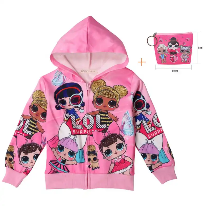 Сюрприз девушка LOl мультфильм с капюшоном вентилятор прилива пальто 2019 Новая Детская кукла с капюшоном кардиган детская одежда рубашка + су...
