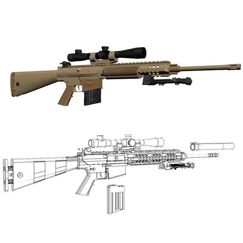 M110 снайперская винтовка бумажная модель оружия 3D ручной работы рисунок военные